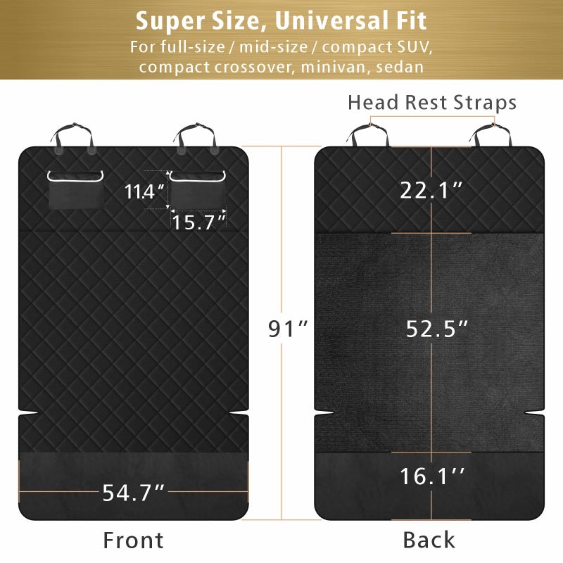 F-color SUV Cargo Liner for Dogs, Waterproof Pet Cargo Cover Dog Seat Cover Mat for SUVs Sedans Vans with 2 Large Pockets, Non-Slip, Large Size Universal Fit, Black - Image 2